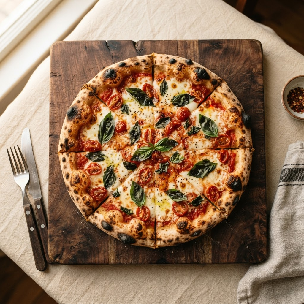 Wood-fired artisan pizza from Forno N Crust